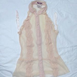 Soft pink sheer sleeveless blouse